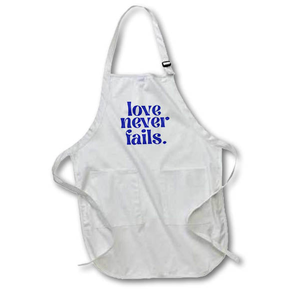 Apron - Love Never Fails 3dRose - Rosette - Bible Verse