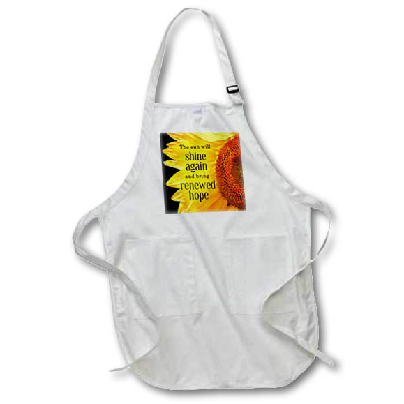 Apron - A Bold Macro Sunflower Image with Renewed Hope Typographic Message Inspirational