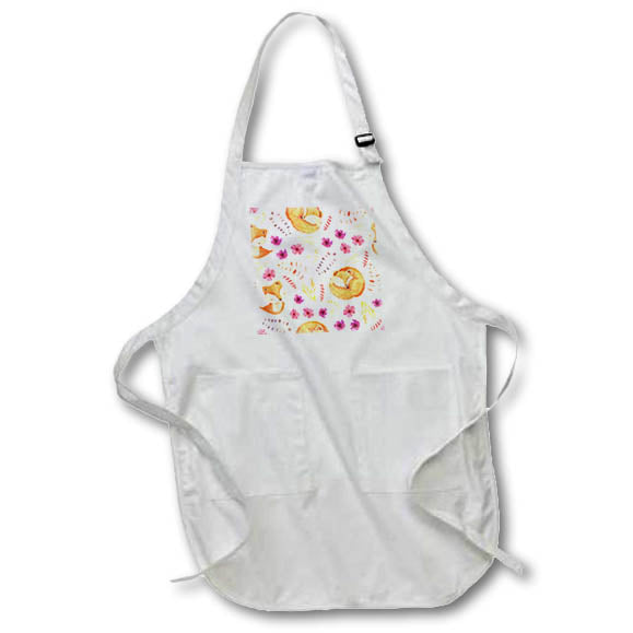 Apron - Cute Purple Flowers and Foxes Pattern Fall Autumn Patterns