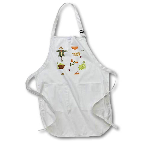 Apron - Cute Scarecrow, Flowers, Grapes, Pumpkins Pattern Fall Autumn Patterns