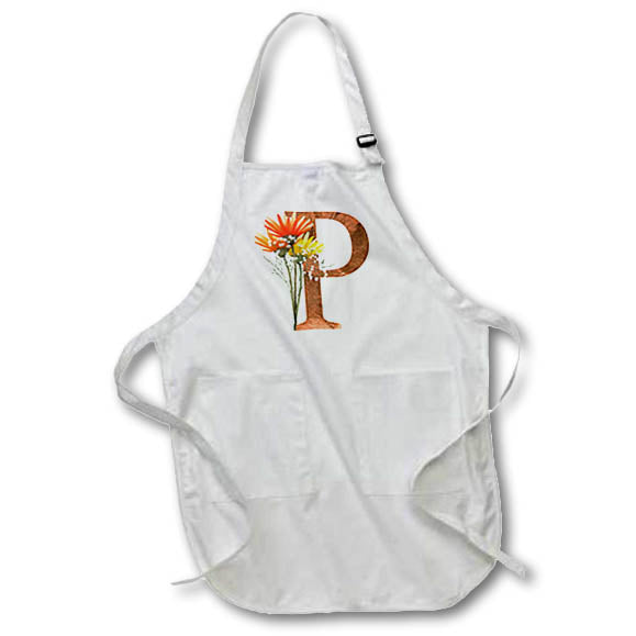 Apron - Pretty Fall Flowers Image Of Copper Monogram Initial P Fall Autumn Monograms