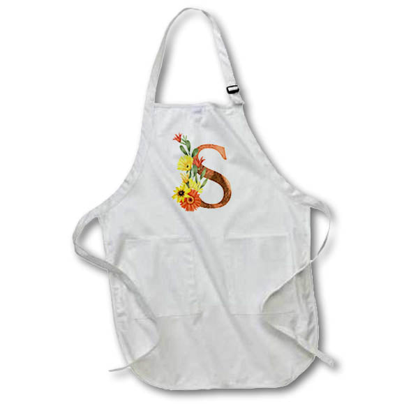 Apron - Pretty Fall Flowers Image Of Copper Monogram Initial S Fall Autumn Monograms