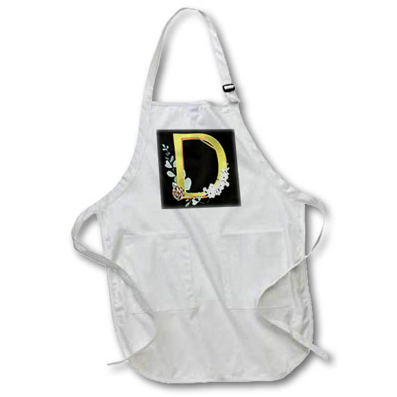 Apron - Monogram Initial D In An Image Of Gold With Fall Leaves Fall Autumn Monograms