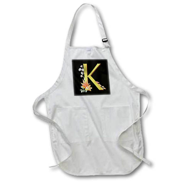 Apron - Monogram Initial K In An Image Of Gold With Fall Leaves Fall Autumn Monograms