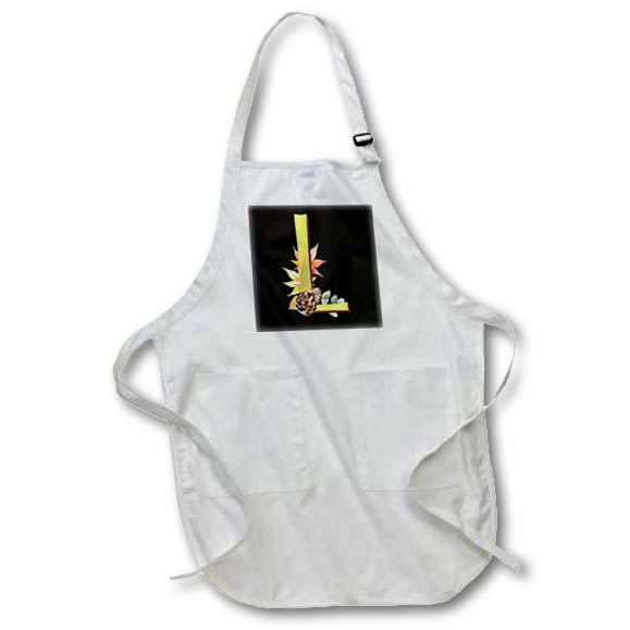 Apron - Monogram Initial L In An Image Of Gold With Fall Leaves Fall Autumn Monograms