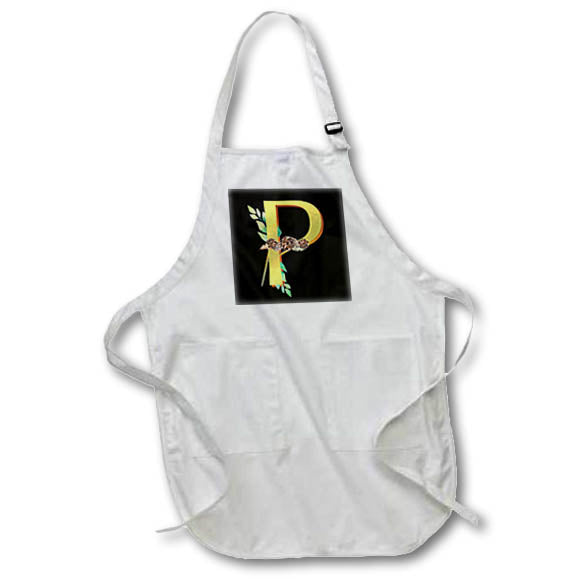 Apron - Monogram Initial P In An Image Of Gold With Fall Leaves Fall Autumn Monograms
