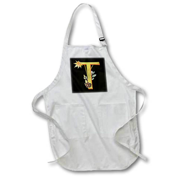 Apron - Monogram Initial T In An Image Of Gold With Fall Leaves Fall Autumn Monograms