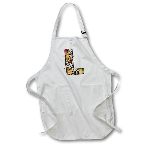 Apron - Cute Fall Patchwork Monogram Initial L Fall Autumn Monograms
