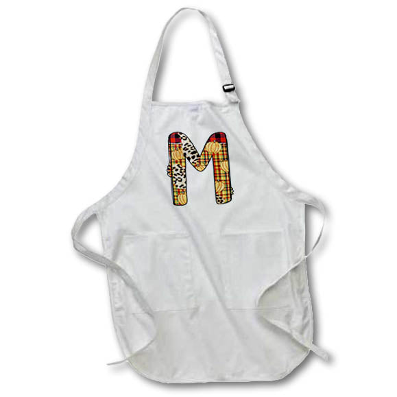 Apron - Cute Fall Patchwork Monogram Initial M Fall Autumn Monograms