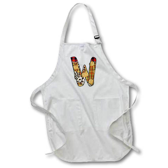 Apron - Cute Fall Patchwork Monogram Initial W Fall Autumn Monograms