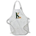 Apron - Pretty Fall Flowers and Pumpkins Monogram Initial K Fall Autumn Monograms