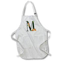 Apron - Pretty Fall Flowers and Pumpkins Monogram Initial M Fall Autumn Monograms