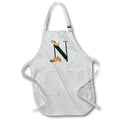 Apron - Pretty Fall Flowers and Pumpkins Monogram Initial N Fall Autumn Monograms