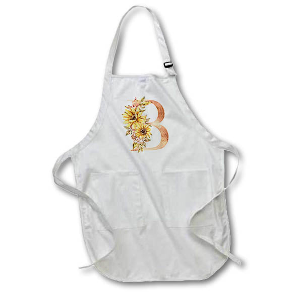 Apron - Pretty Sunflower Monogram Initial B Fall Autumn Monograms