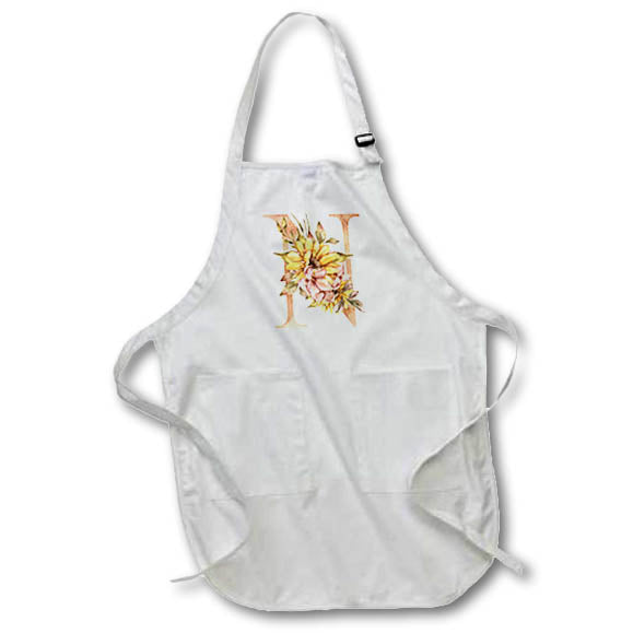 Apron - Pretty Sunflower Monogram Initial N Fall Autumn Monograms