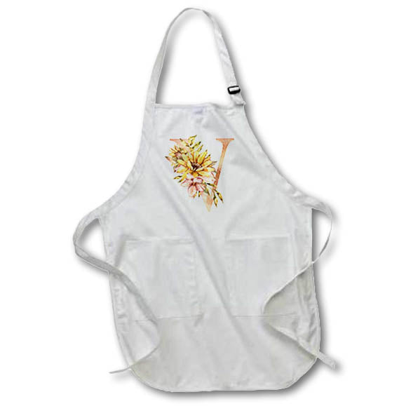 Apron - Pretty Sunflower Monogram Initial V Fall Autumn Monograms