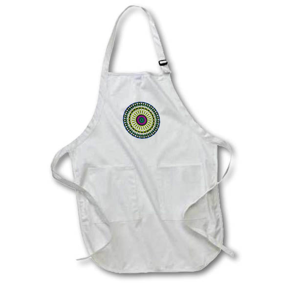 Apron - Floral Like Circle Pattern Blue Yellow Vector Art - Mandala Like Pattern