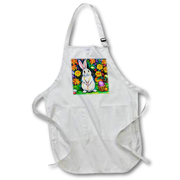 Apron - Charming Easter bunny, purple egg in a basket, spring flowers gift Alexis Design - Holidays Easter