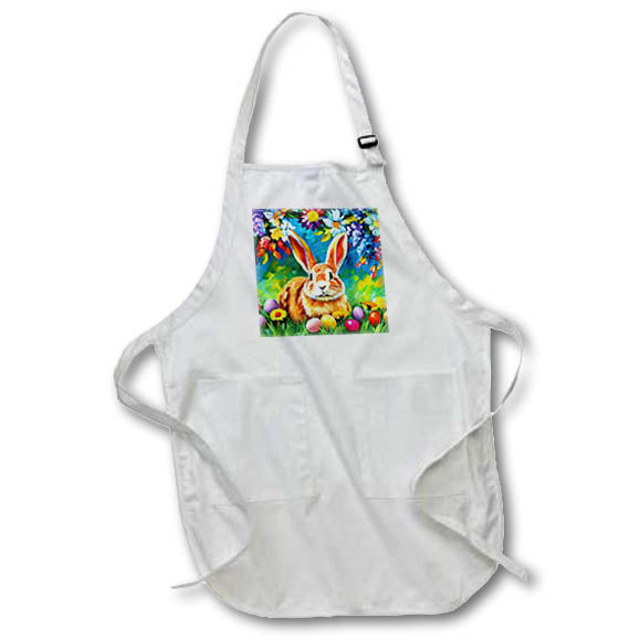 Apron - Impressive ginger Easter bunny, colorful eggs, flowers digital art Alexis Design - Holidays Easter