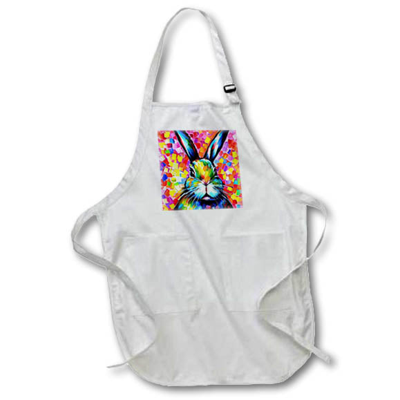 Apron - Cute bunny or rabbit, red, yellow background. Cool digital art gift Alexis Design - Animals Bunny
