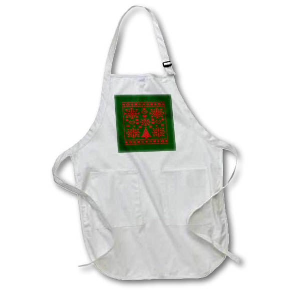 Apron - Christmas Lover Cross Pattern Sampler Artistic Design Red Vector Art - Christmas Sampler