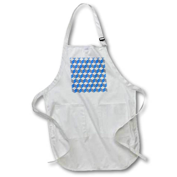 Apron - Isometric Cube Pattern Dark Blue Grey Geometric Art Cut Out Digital Art - Honeycomb Pattern