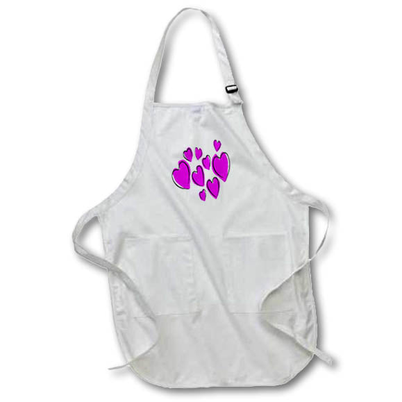 Apron - Cute Hearts Hand Drawn Pink Romantic Doodle Vector Art - Heart Doodle