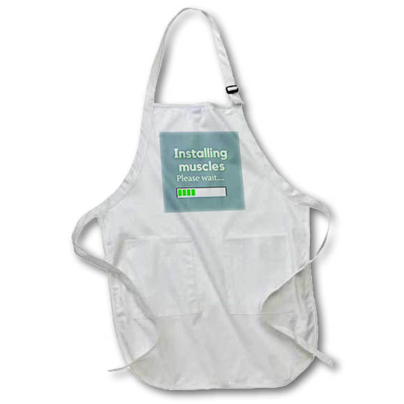 Apron - Funny Text of Installing muscles,Please wait 3dRose Mary Aikeen- Gym Quotes