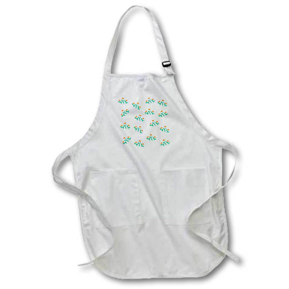 Apron - Retro Daisy White Flower Pattern Prints 3dRose - Rosette - Pattern Prints