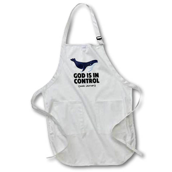 Apron - God Is In Control Ask Jonah Christian Library Prints 3dRose - Rosette - Christian Library