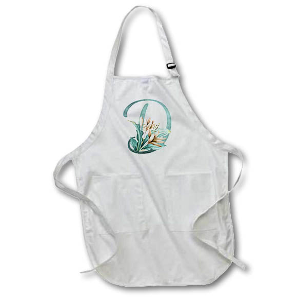 Apron - Green Boho Lily Monogram Initial D Floral Monograms