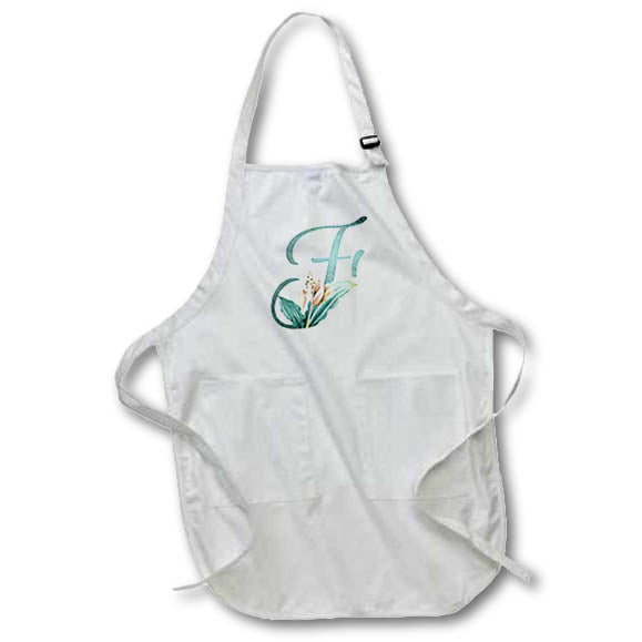 Apron - Green Boho Lily Monogram Initial F Floral Monograms