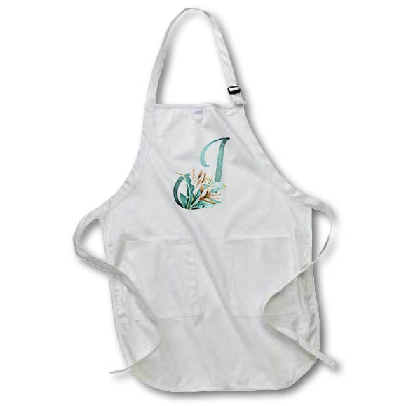 Apron - Green Boho Lily Monogram Initial J Floral Monograms