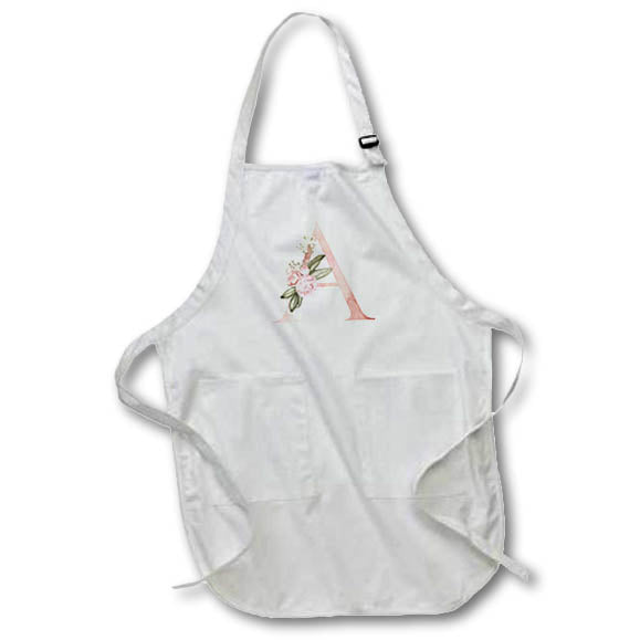 Apron - Pretty Pink Floral and Babies Breath Monogram Initial A Floral Monograms
