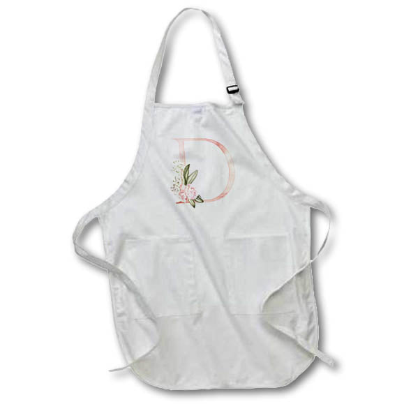 Apron - Pretty Pink Floral and Babies Breath Monogram Initial D Floral Monograms