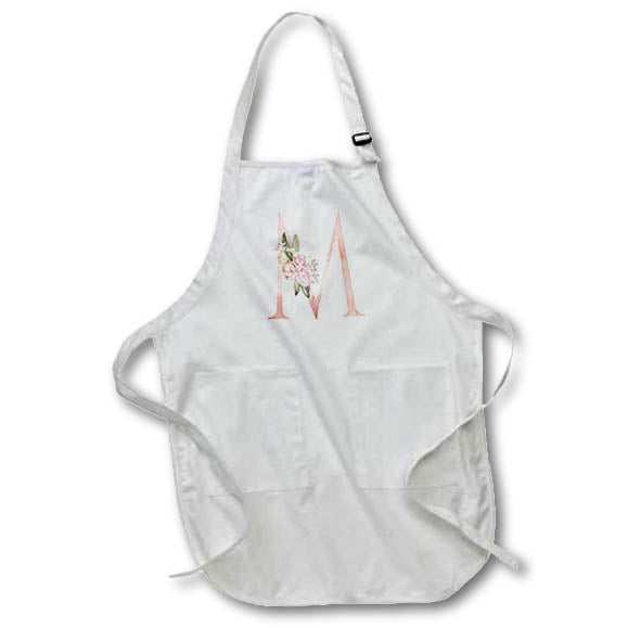 Apron - Pretty Pink Floral and Babies Breath Monogram Initial M Floral Monograms