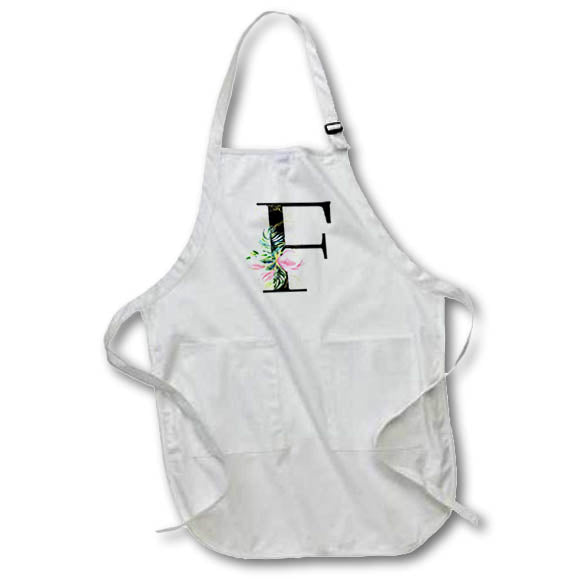 Apron - Chic Black Monogram Initial F With Pretty Pink Flowers Floral Monograms