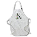 Apron - Chic Black Monogram Initial K With Pretty Pink Flowers Floral Monograms