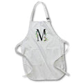 Apron - Chic Black Monogram Initial M With Pretty Pink Flowers Floral Monograms