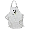 Apron - Chic Black Monogram Initial N With Pretty Pink Flowers Floral Monograms