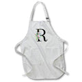 Apron - Chic Black Monogram Initial R With Pretty Pink Flowers Floral Monograms