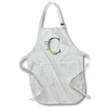 Apron - Blue Monogram Initial C With Pretty Yellow Wild Flowers Floral Monograms