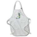 Apron - Blue Monogram Initial J With Pretty Yellow Wild Flowers Floral Monograms