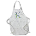 Apron - Blue Monogram Initial K With Pretty Yellow Wild Flowers Floral Monograms