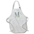 Apron - Blue Monogram Initial M With Pretty Yellow Wild Flowers Floral Monograms
