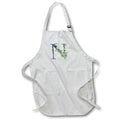 Apron - Blue Monogram Initial N With Pretty Yellow Wild Flowers Floral Monograms