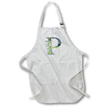 Apron - Blue Monogram Initial P With Pretty Yellow Wild Flowers Floral Monograms