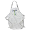 Apron - Blue Monogram Initial T With Pretty Yellow Wild Flowers Floral Monograms