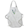 Apron - Blue Monogram Initial V With Pretty Yellow Wild Flowers Floral Monograms