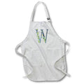 Apron - Blue Monogram Initial W With Pretty Yellow Wild Flowers Floral Monograms